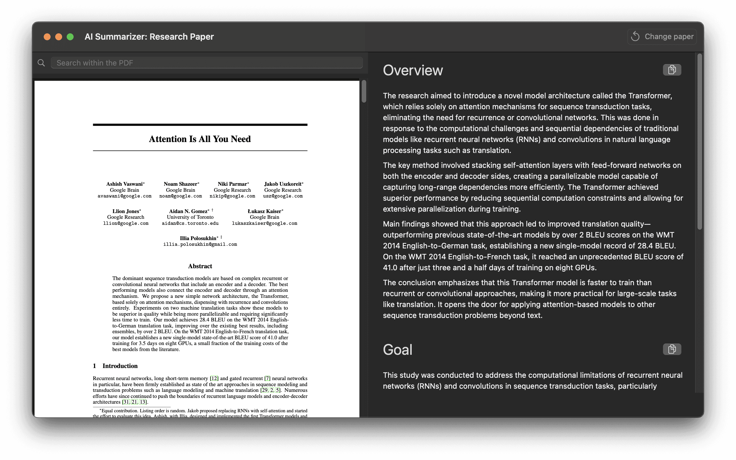 Research Paper Summarizer on Mac