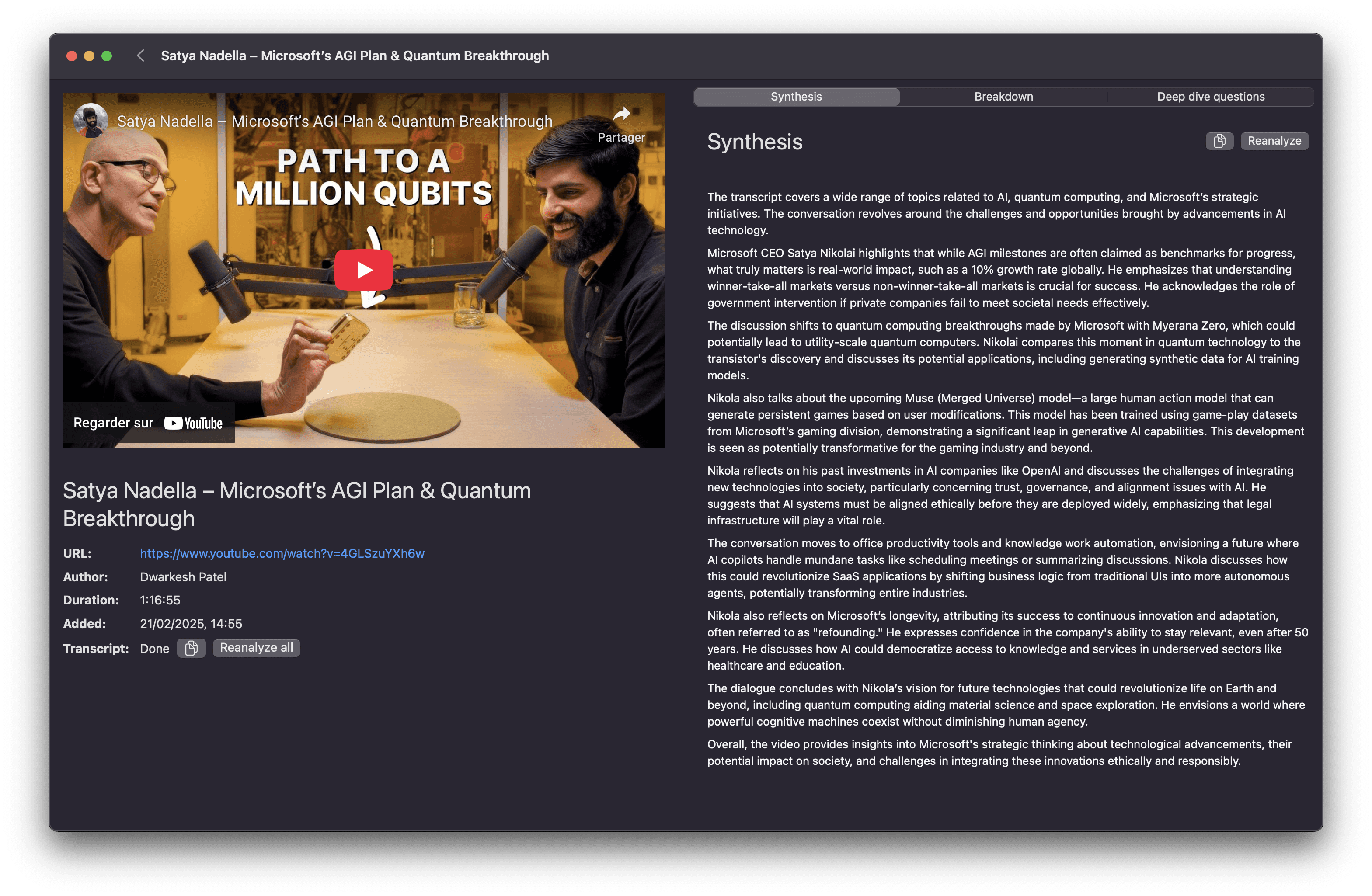 YouTube summarizer on your Mac